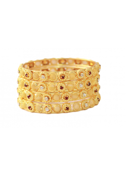 Dakkak Fashion 22K Gold Plated Crystal Stones 4 pcs Bangles, DK02